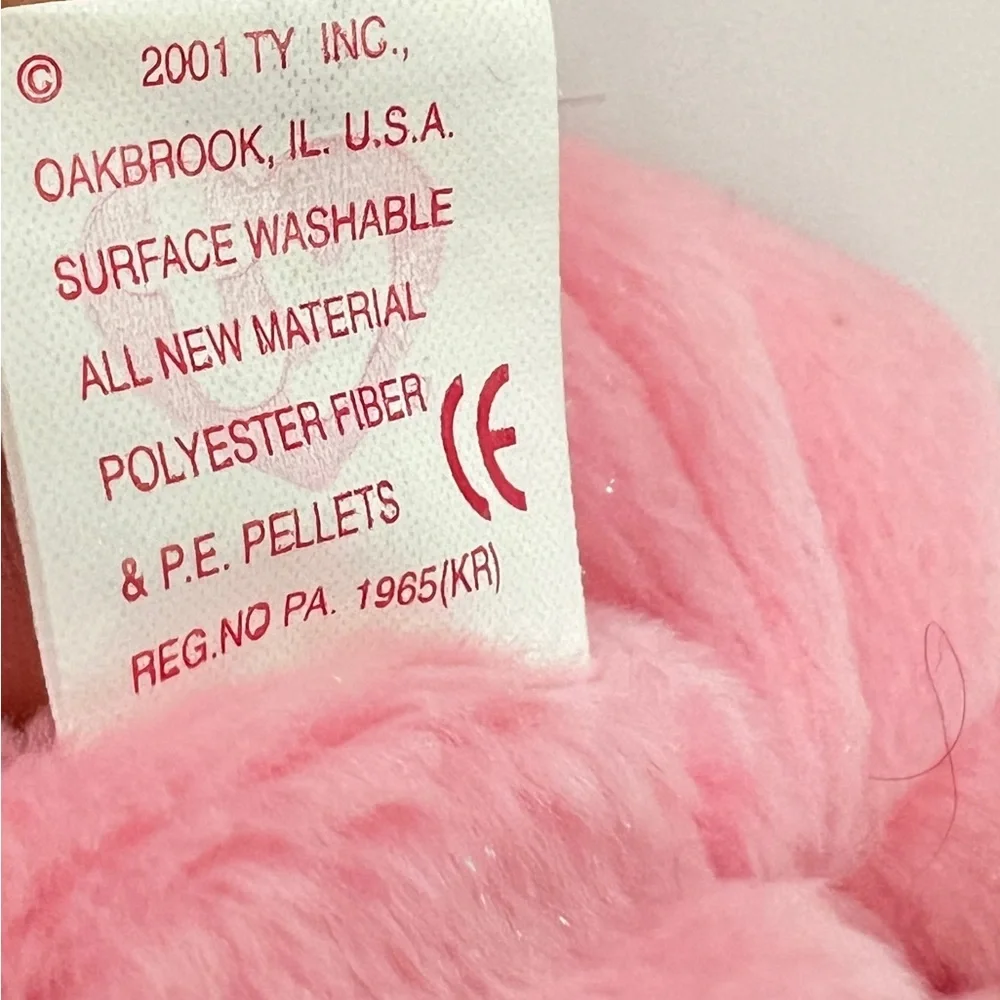 TY Beanie Mum pink bear 2001 and bell silver white Beginning baby 2000 set of 2